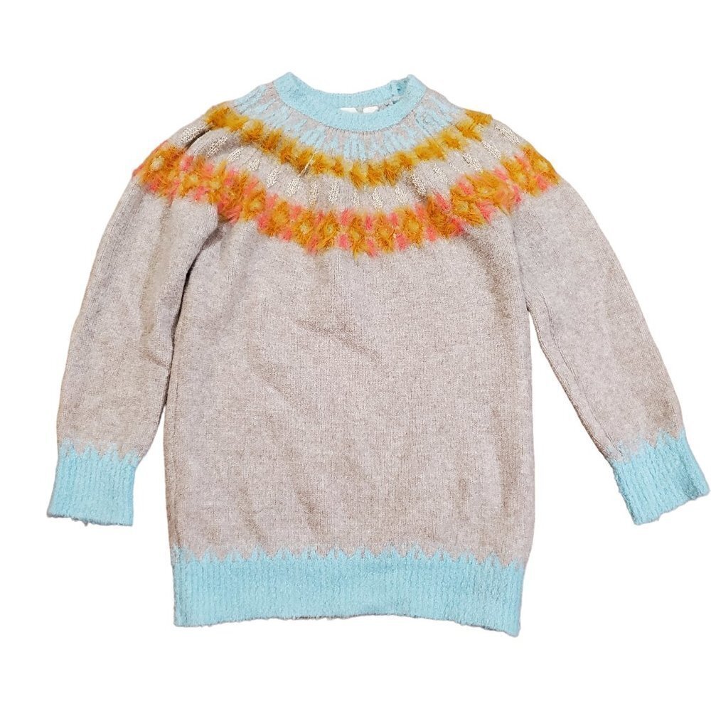 Anthropologie Sleeping On Snow Womens Fair Isle Tunic Sweater Alpaca Wool XS